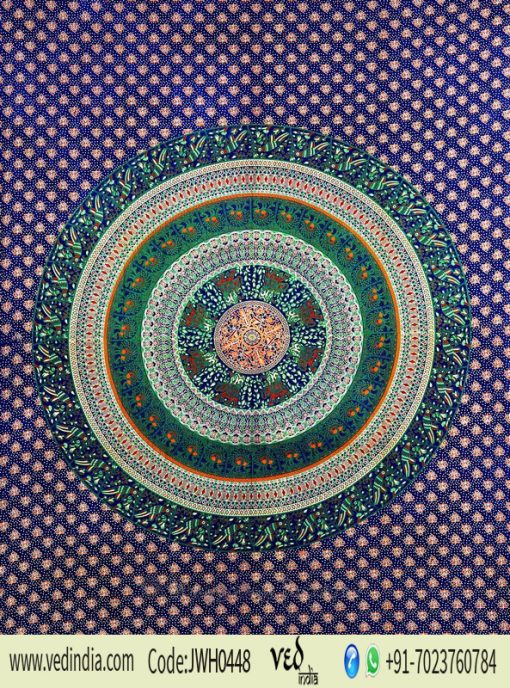 Blue and Green Boho Design Dorm Mandala Tapestry Wall Hanging and Towel-0
