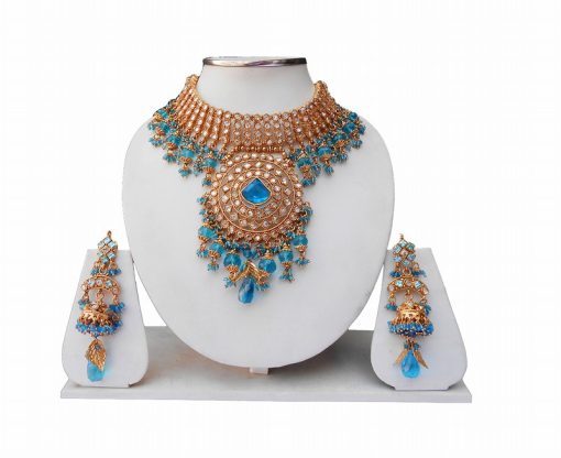 Designer Bridal Indian Necklace Set with Earrings From India-0