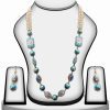 Blue Kundan Stone BeadsBridal Jewellery Set with Earrings for Women-0