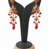 Buy Online Elegant Chandelier Style Earrings in Red and White Stones-0