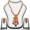 Colorful Designer Polki Necklace Set with Matching Earrings -0