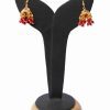 Latest Design Jhumka Earrings from India in Red Stone for Special Occasions-0