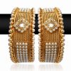 Designer Bangles with Pearl Setting and Stones in Exclusive Design-0