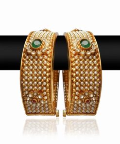 Exquisite Designer Set of Girl’s Bangles with Red, White and Green Stones-0