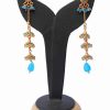 Buy Online Classic Designer Chain Style Earrings with Turquoise Stones-0