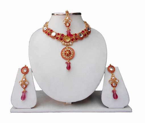 Beautiful Designer Fancy Jewelry Set with Matching Earrings and Tika-0