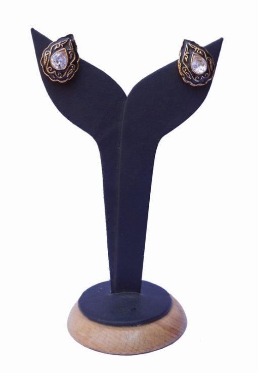 Designer Minakari Earrings with Golden Work in Antique Polish-0