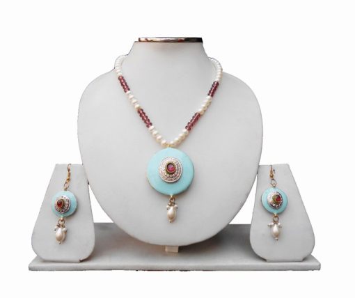 Stylist Turquoise Stones Designer Pendant Sets With Beautiful Earrings-0