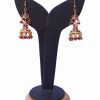 Designer Polki Earrings with Red and White Stone and Beads-0
