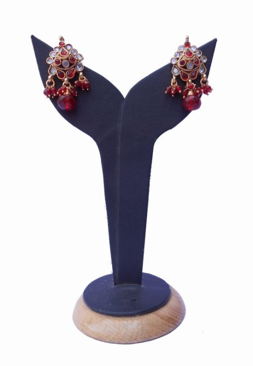 Latest Designer Polki Stone Earrings for Special Occasion from India-0