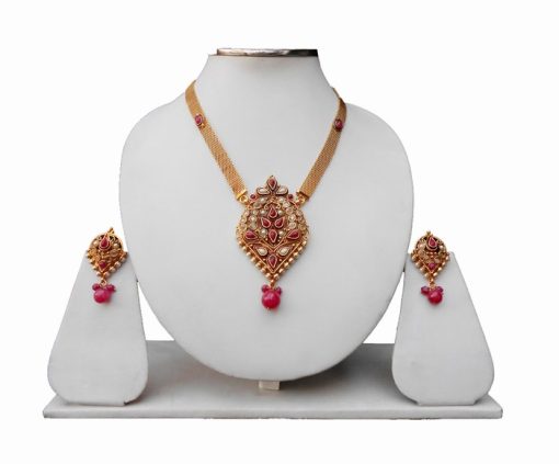 Maroon Ethnic Indian Pendant With Gorgeous Earrings For Girls-0