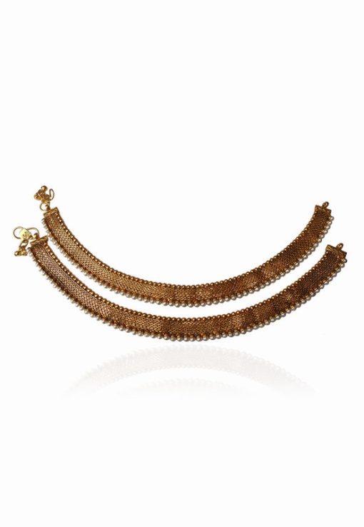 Beautiful Royal Fashion Anklets for Women with Bright Golden Polish-0