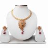 Buy Red and Green Stones Beads Fashion Pendant Set with Earrings for Women-0