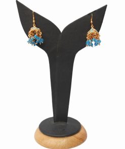 Designer Semi Precious Turquoise Stones Polki Earrings from India-0