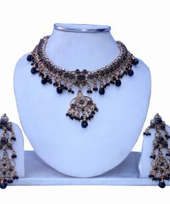 Latest Designer Indian Fashion Polki Necklace Set with Matching Earrings-0