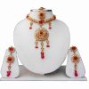 Buy Fashionable Kundan Necklace Set with Earrings and Tika-0