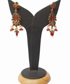 Fashionable Polki Earrings with Stones and Beads for Wedding-0