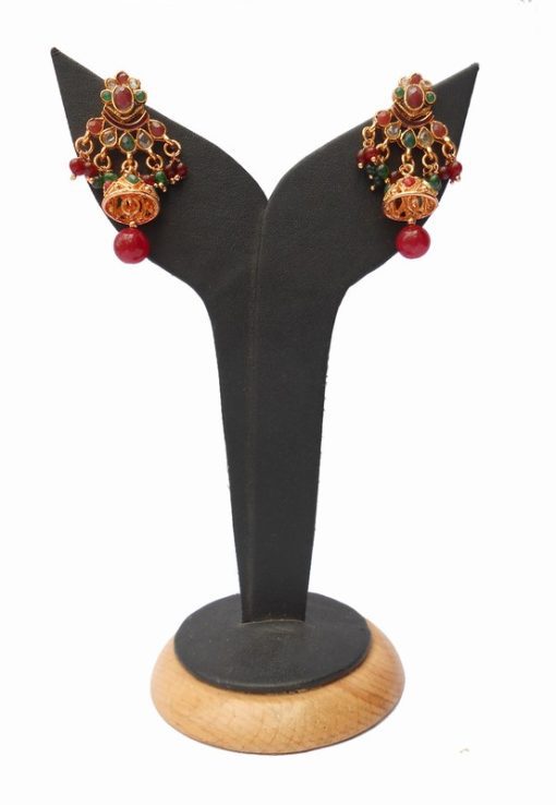 Shop online Fashionable Polki Earrings in High Quality Kundan Stones-0