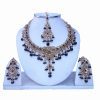 Designer Fashionable Polki Necklace Set with Earrings and Maang Tika-0