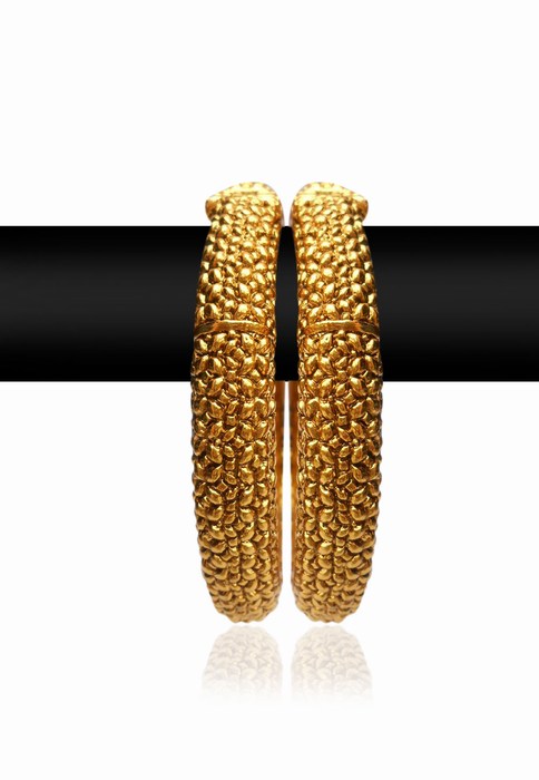 Glamorous Festive Bangles with Bright Golden Polish from India-0