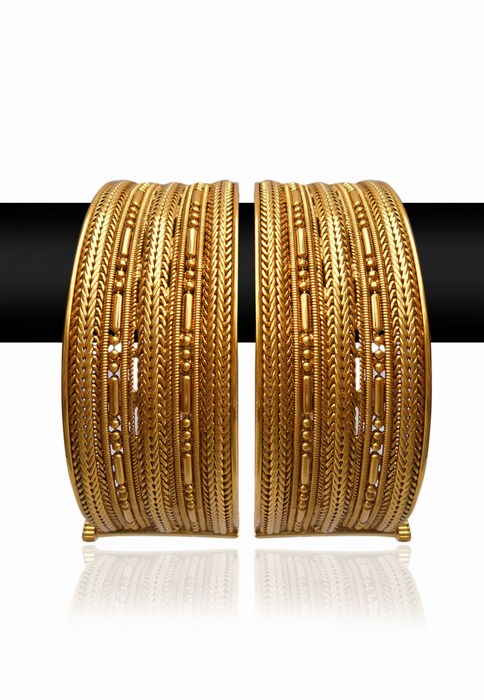 Set of Golden Bangles for Women from India with Elegant Design-0