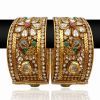 Buy Online Gorgeous Bridal Bangles in Red, Green and White Stones-0