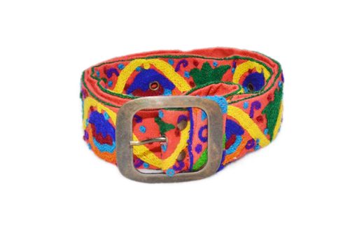 Buy Online Handmade Belts with Yellow And Blue Hand Stitched Design from India-525