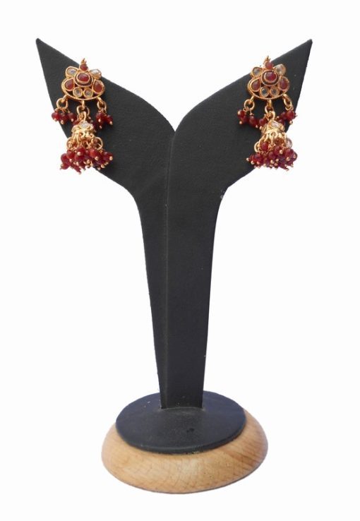 Buy Online Jhumka Style Earrings in Polki Stones from India-0