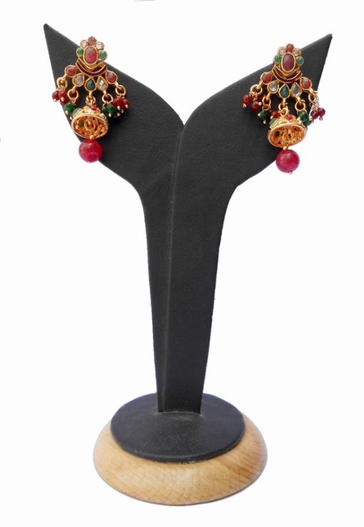 Buy Wholesale High Quality Red and Gren Polki Earrings for Women-0