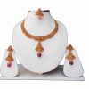 Fashionable Indian Bridal Necklace Set with Matching Earrings and Tika-0