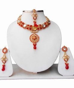 Buy Online Indian Necklace Set with Fashion Earrings and Tika for Ladies-0
