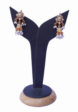 Fashionable Designer White Indian Polki Earrings for Women-0