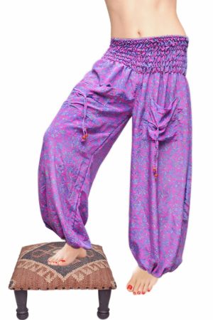 Designer Handmade Purple Long Genie Pants for Girls From India-0