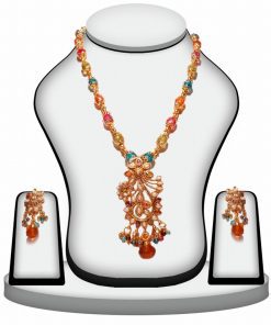 Multi-Color Traditional Polki Pendant and Earrings Set for Women-0
