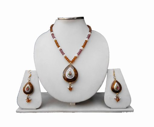 Designer Multicolored Pendant Set With Earrings For Ladies-0