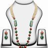 Buy Cute Red and Green Necklace Jewelry Set From India with Stone Beads-0