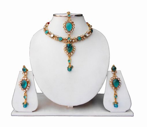 Designer Beautiful Women Necklace Set with Earrings and Maang Tika-0