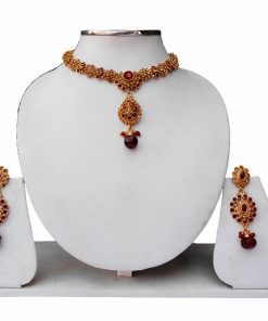 Beautiful Designs Party Wear Necklace Set with Matching Earrings-0