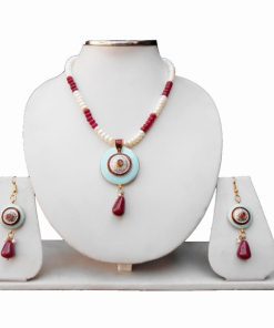 Buy Turquoise Stones Pendant Set With Designer Earrings From India-0