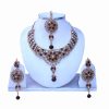 Designer Bridal Indian Polki Necklace Set With Stylish Earrings and Tika-0