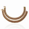 Posh Golden Anklets for Women in Pearls and White Stones from India-0