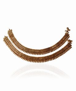 Uptown Royal Fashion Anklets for Girls in Bright Golden Polish-0