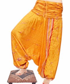 Designer Traditional Ethnic Design Silk Yellow Gypsy Pants From India-0