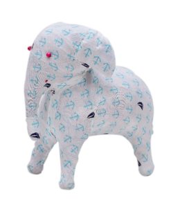 Stylish Designer Soft Stuffed Elephant in Blue Hand Prints-0