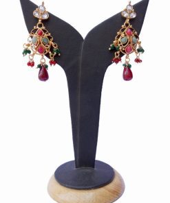 Latest Design Red and Green Polki Earrings for Stylish Women-0
