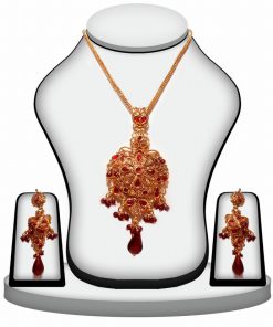 Women Fashion Necklace Set in Red and White Stones-0