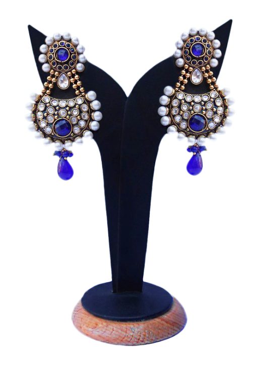 Buy Online Exquisite Blue Stones and Beads Earrings for Weddings-0