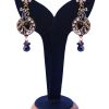 Beautiful Designer Peacock Earrings in Black Stones and Beads-0