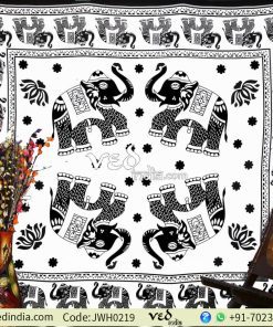 Black and White 4 Elephants Tapestry