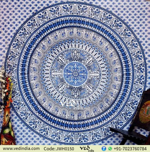 Blue White Bohemian Tapestry